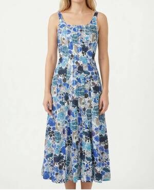 NEW RO'S GARDEN camillie midi dress in blue heran